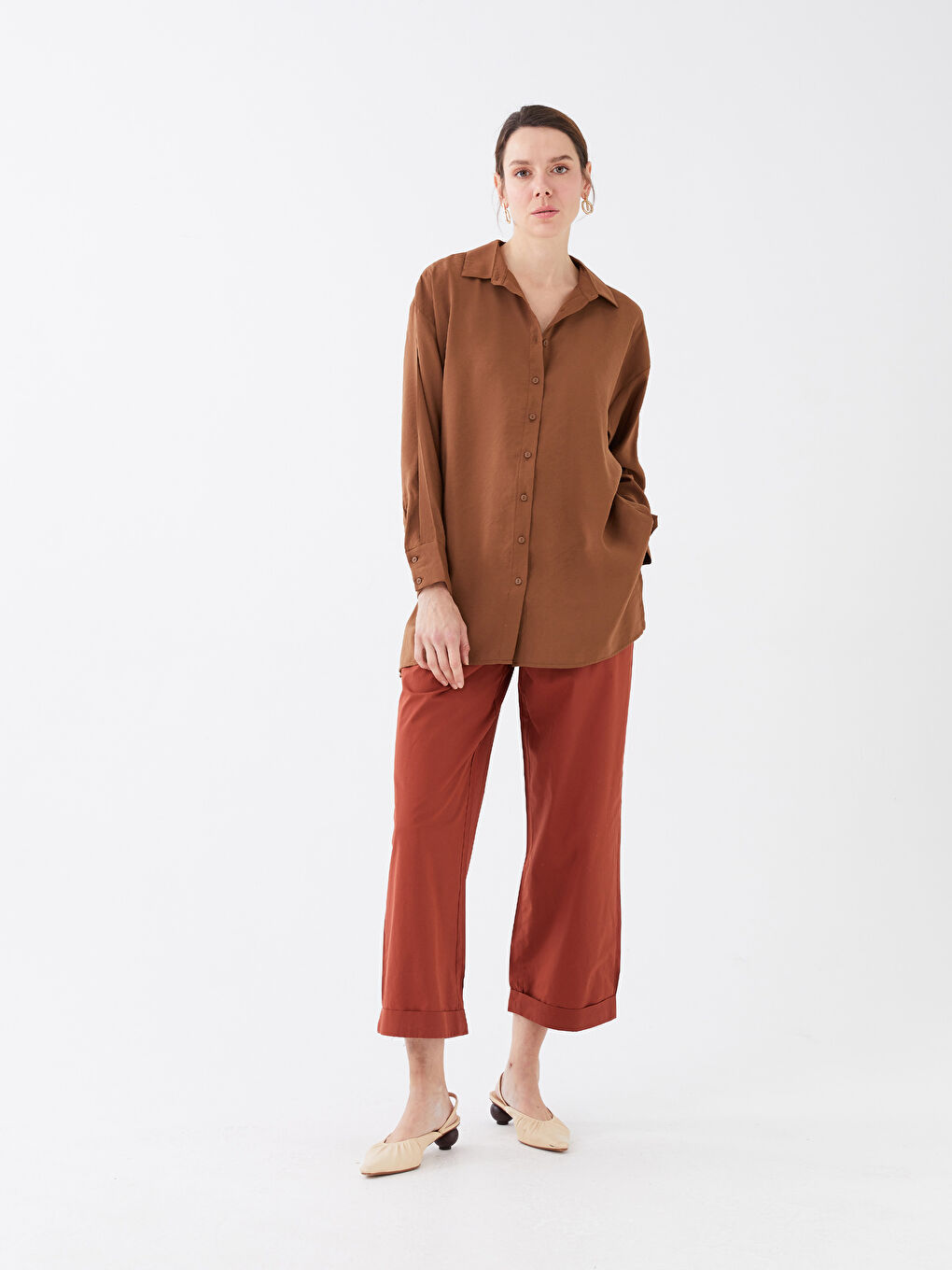 LC Waikiki Plain Long Sleeve Oversize Women's Shirt Tunic -S38408Z8-GTD