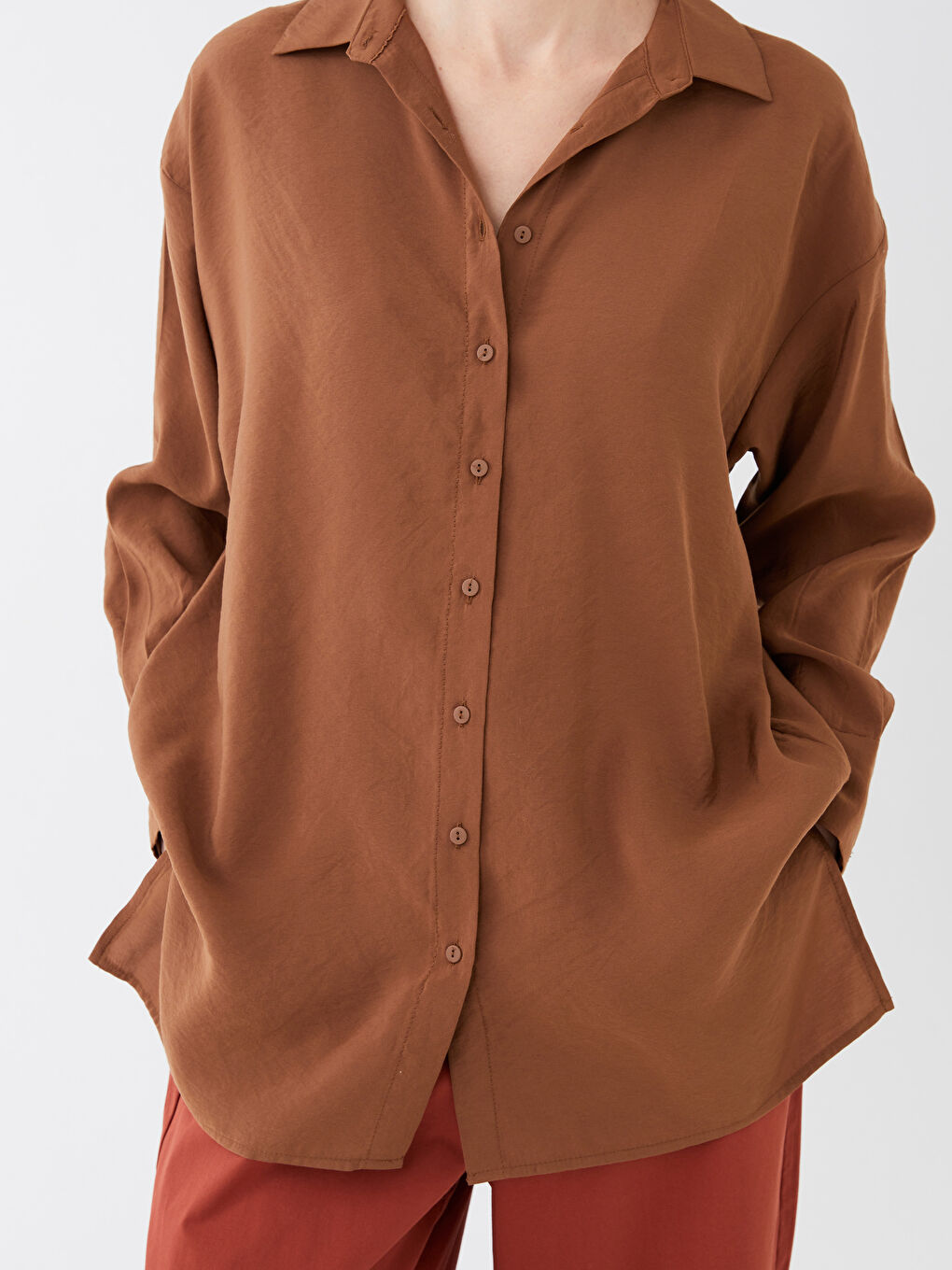 LC Waikiki Plain Long Sleeve Oversize Women's Shirt Tunic -S38408Z8-GTD