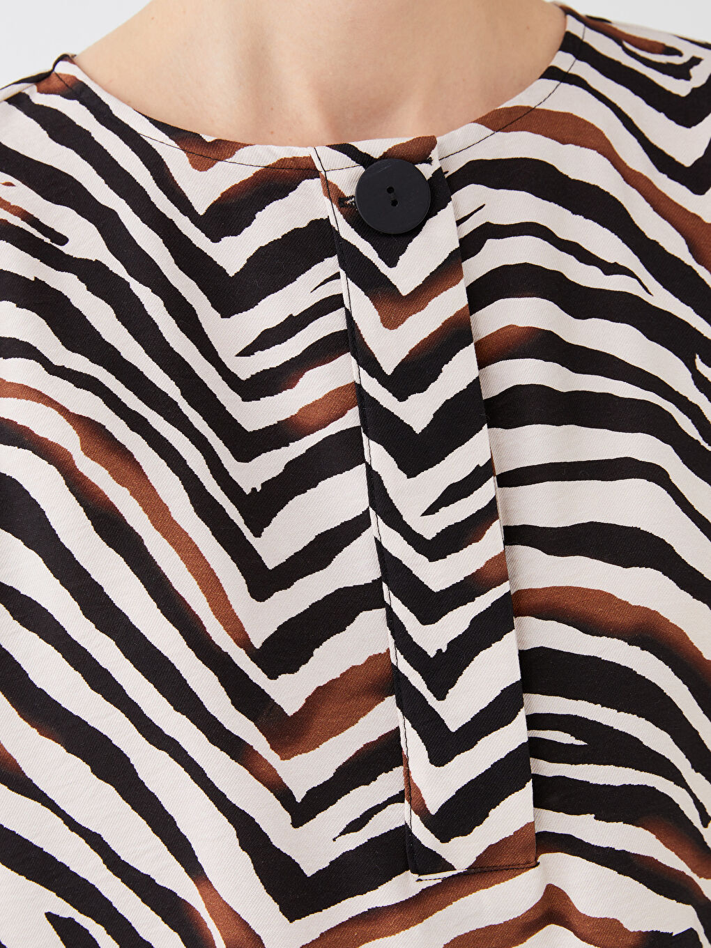 Crew Neck Patterned Long Sleeve Women's Tunic-3