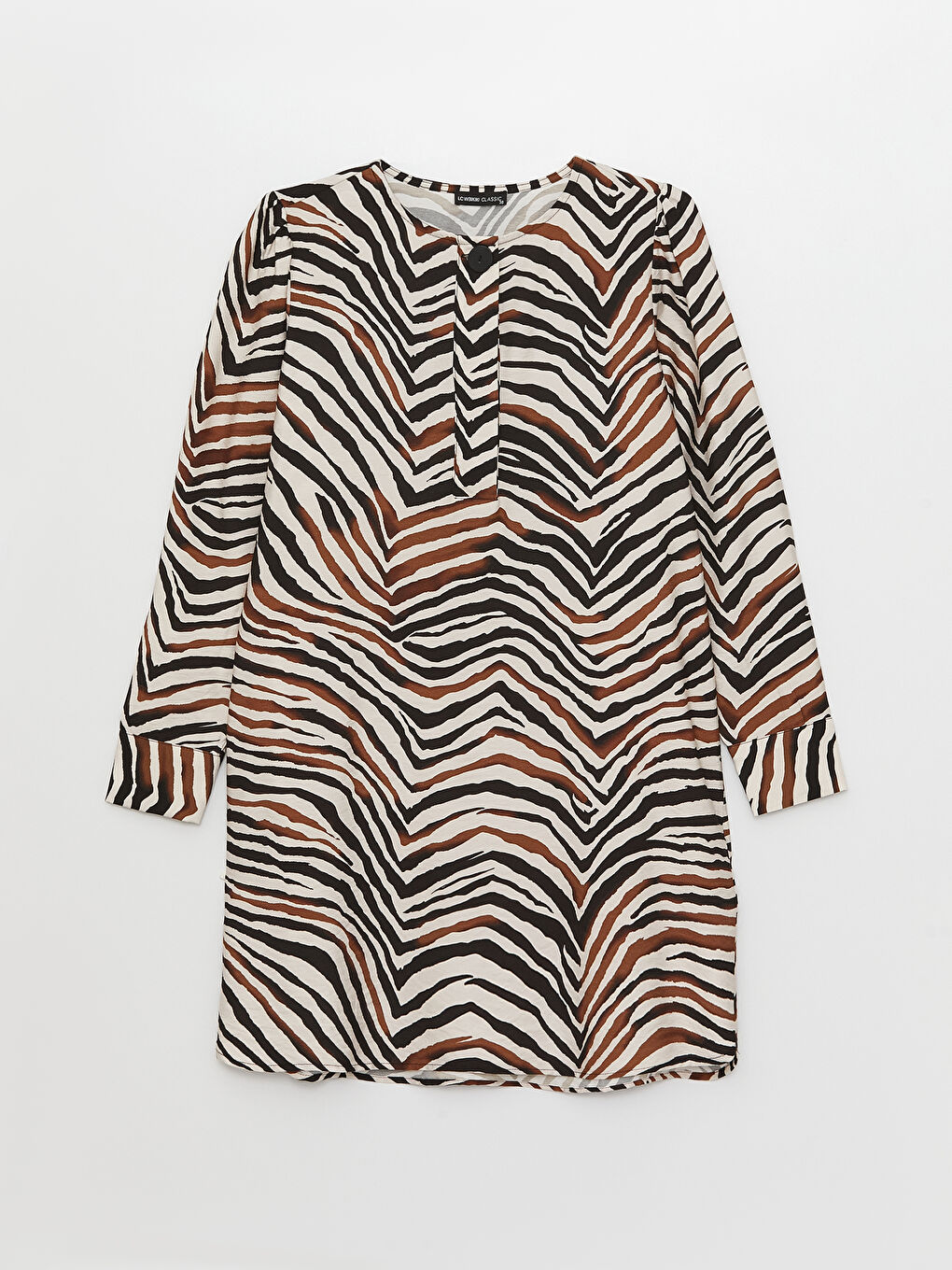 Crew Neck Patterned Long Sleeve Women's Tunic-5