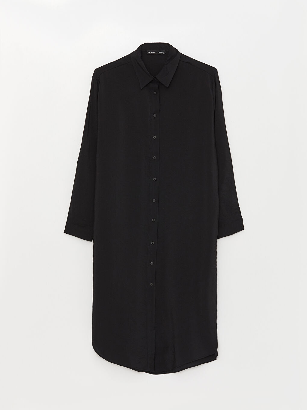 Siyah Düz Uzun Kollu Oversize Kadın Gömlek Tunik-5