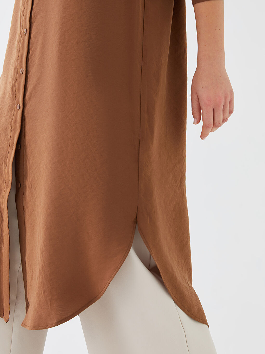 Plain Long Sleeve Oversize Women's Shirt Tunic-3