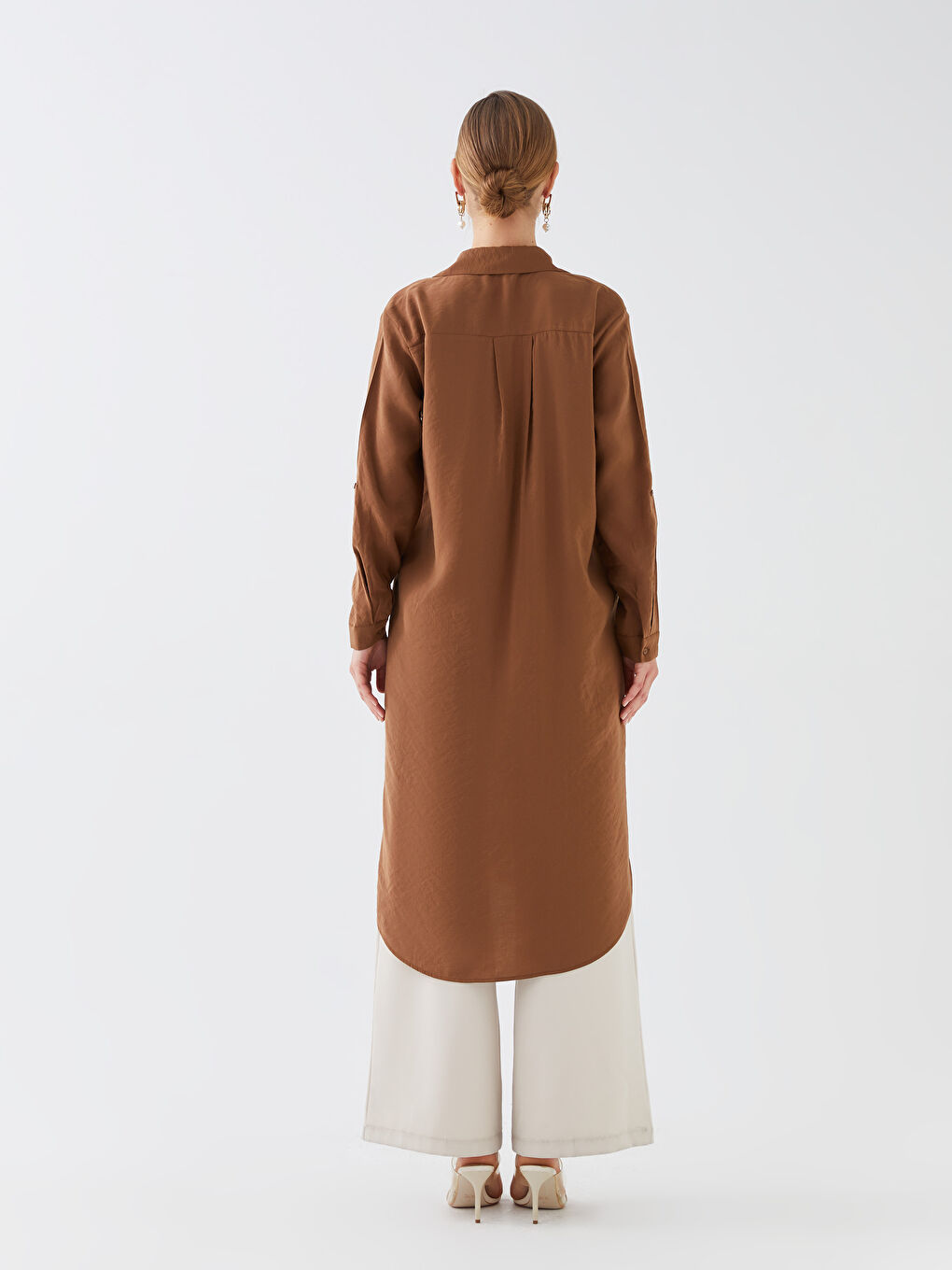 Plain Long Sleeve Oversize Women's Shirt Tunic-4