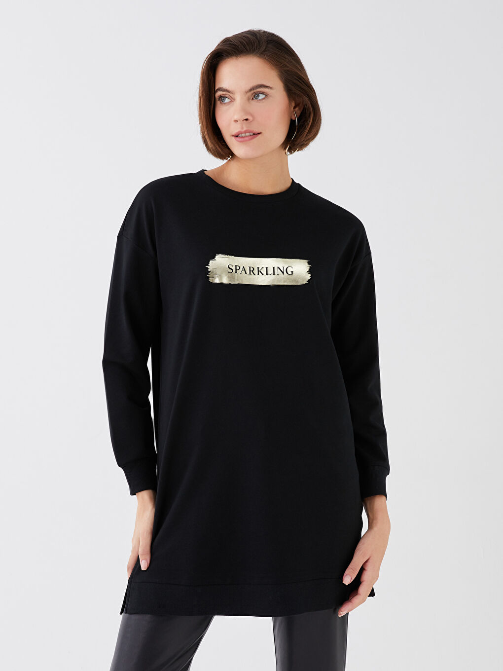 Crew Neck Printed Long Sleeve Women's Sweatshirt Tunic-2