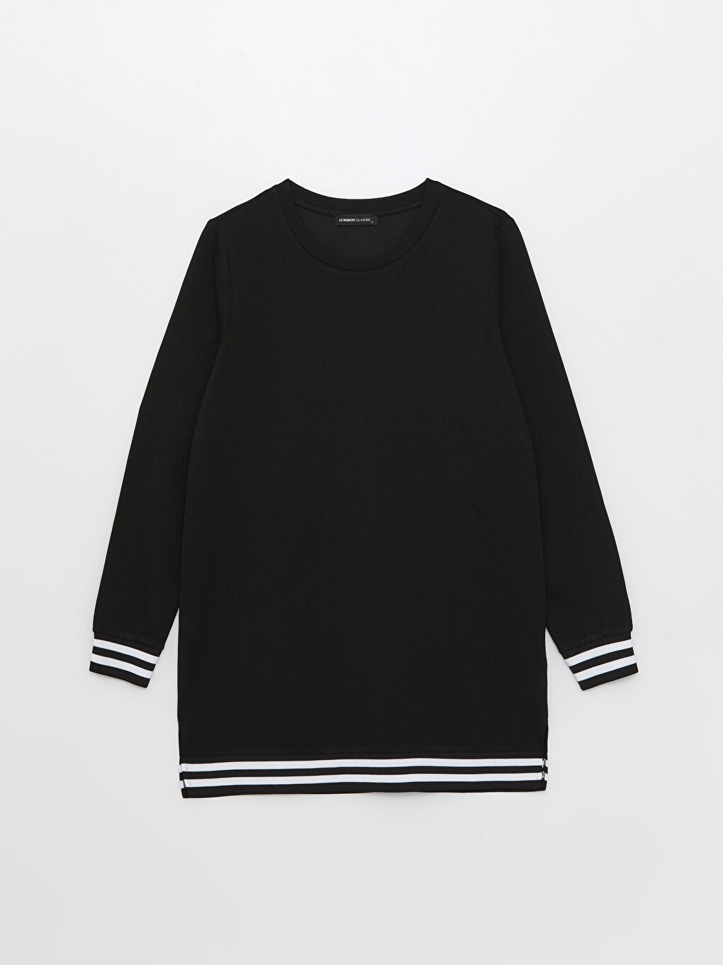 Crew Neck Plain Long Sleeve Women's Sweatshirt Tunic -S38426Z8-CVL