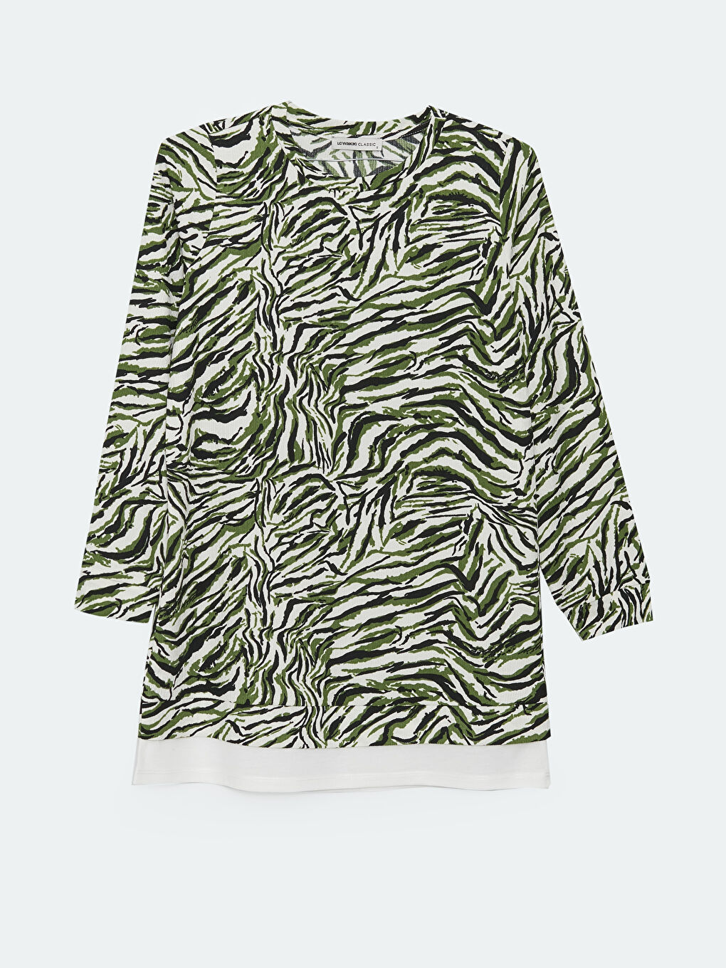 LCWAIKIKI Classic Crew Neck Patterned Long Sleeve Women's Tunic -S38428Z8-F9C