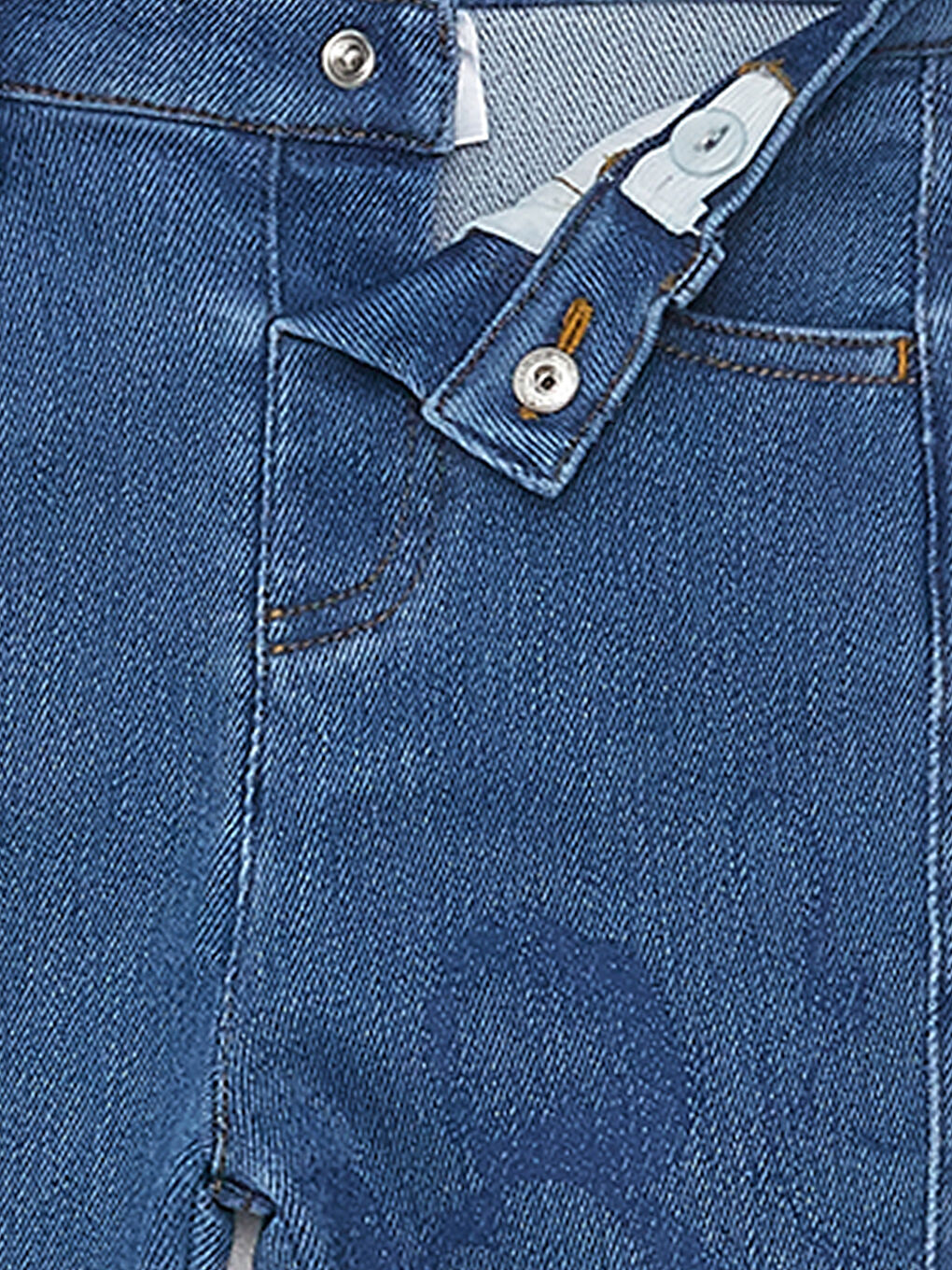 İndigo Beli Lastikli Mickey Mouse Baskılı Erkek Bebek Jean Pantolon-4