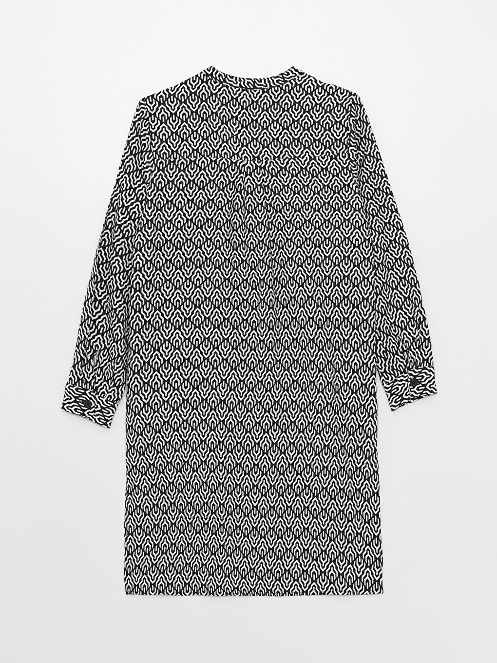 Grandad Collar Patterned Long Sleeve Women's Tunic-6