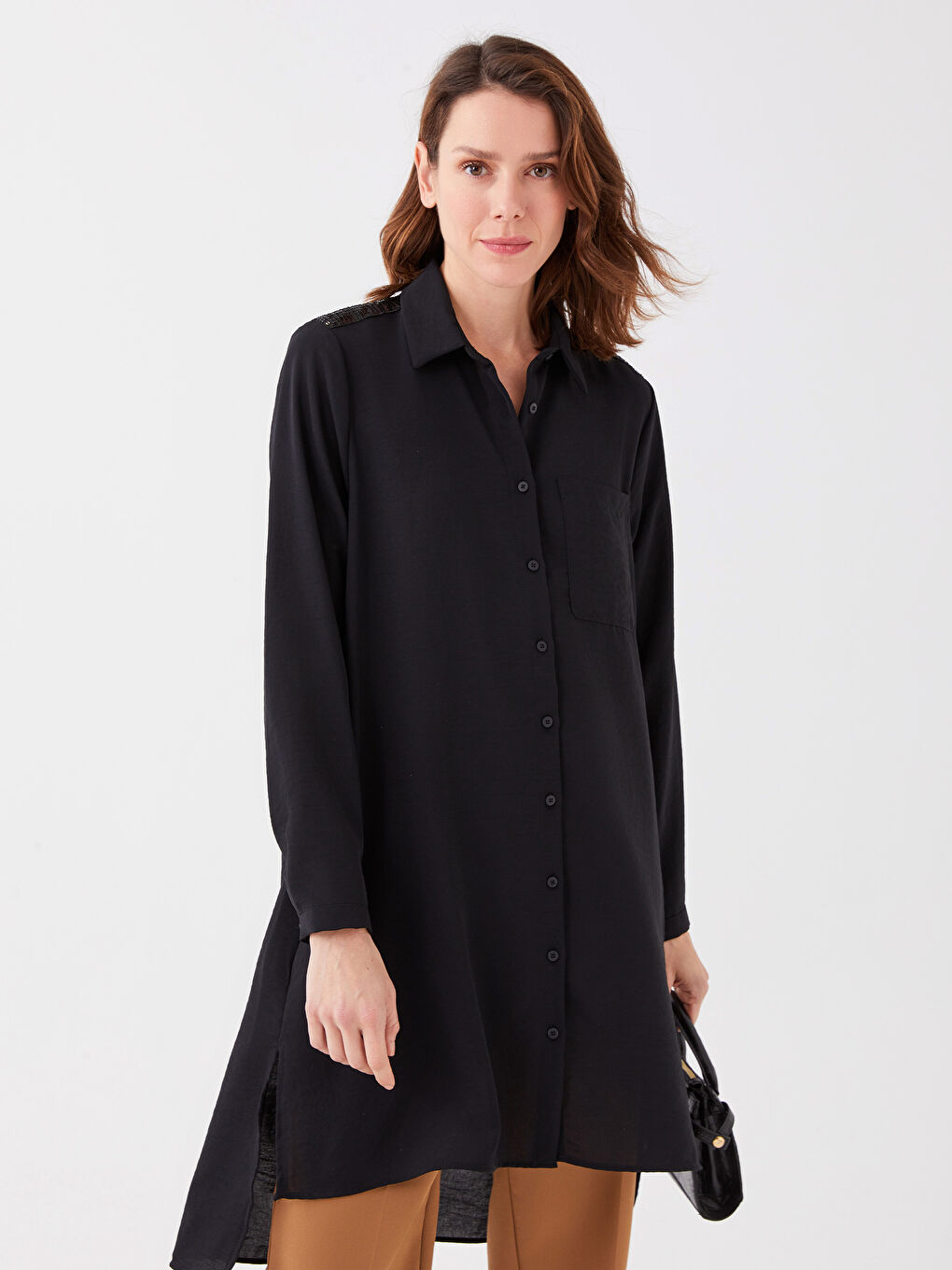 Siyah Aerobin Kadın Gömlek Tunik-1