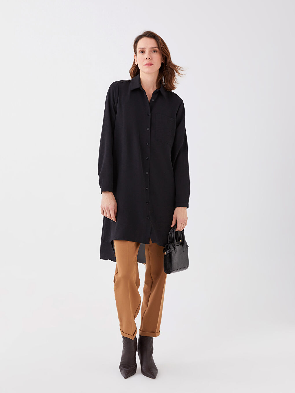 Siyah Aerobin Kadın Gömlek Tunik-2