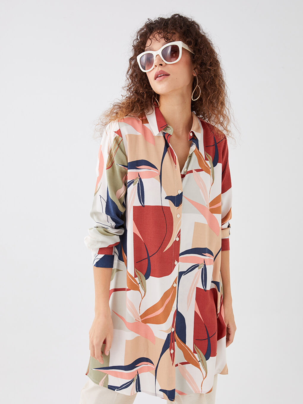 Karışık Desenli Kadın Gömlek Tunik