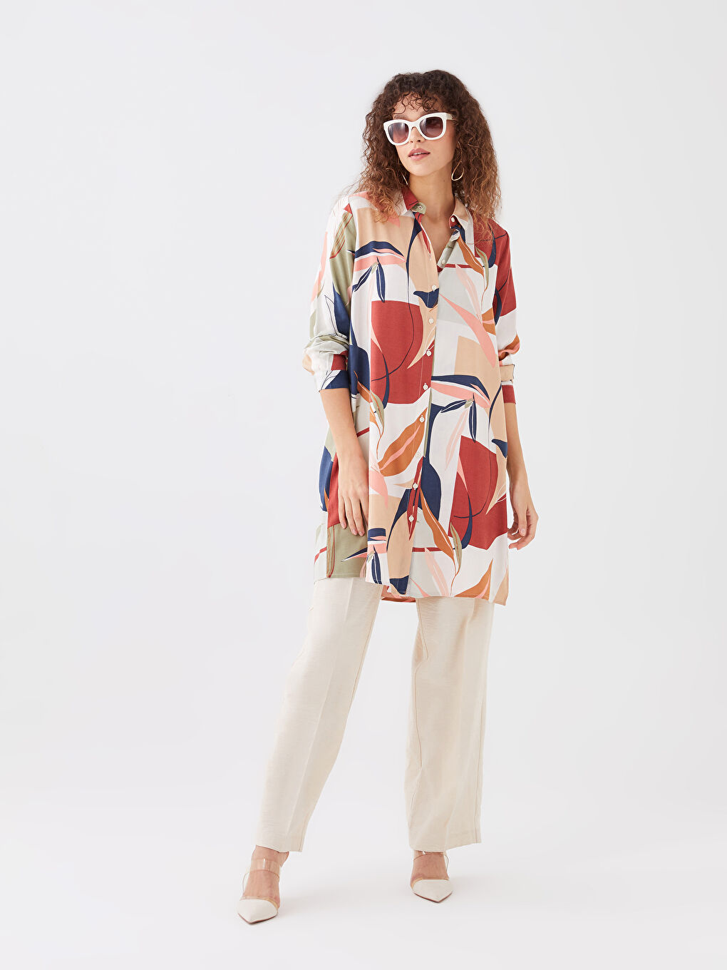 Karışık Desenli Kadın Gömlek Tunik-2