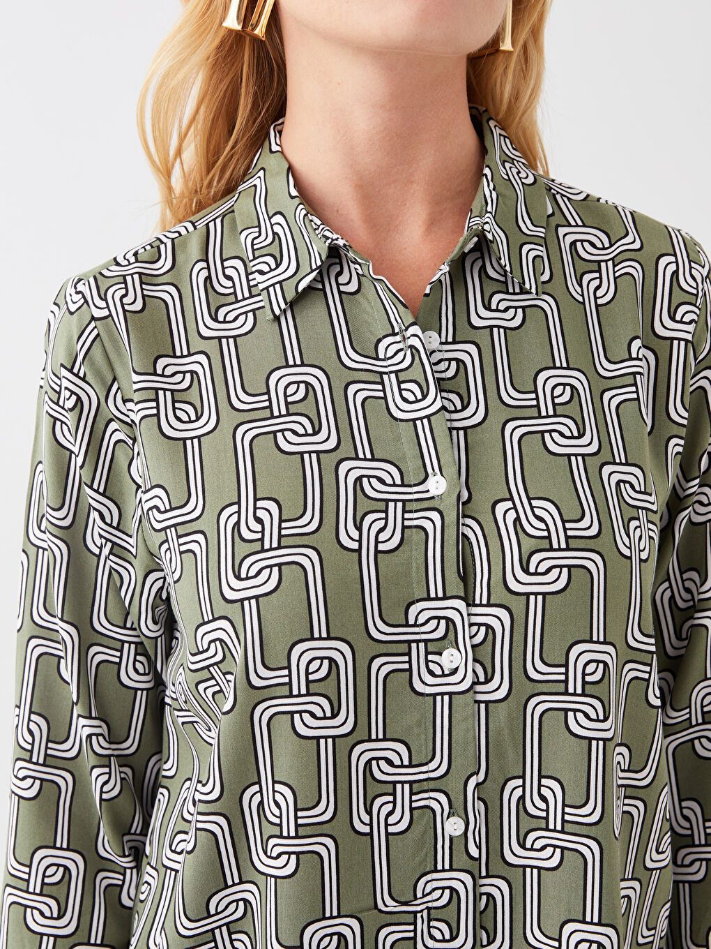 Siyah Desenli Kadın Gömlek Tunik-3