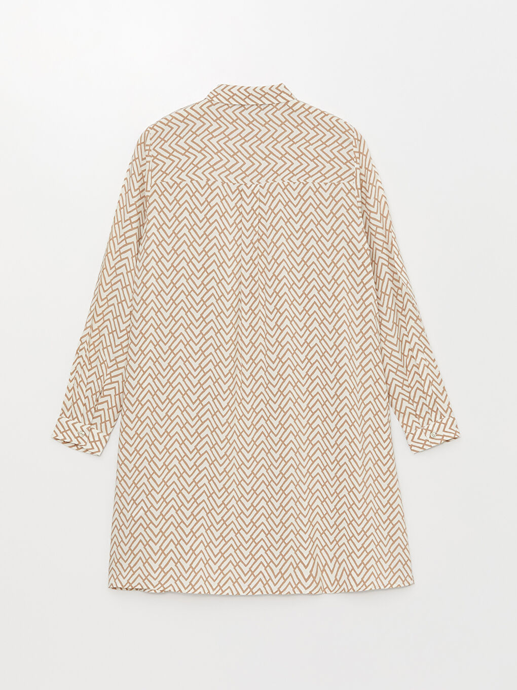 Ekru Desenli Kadın Gömlek Tunik-6