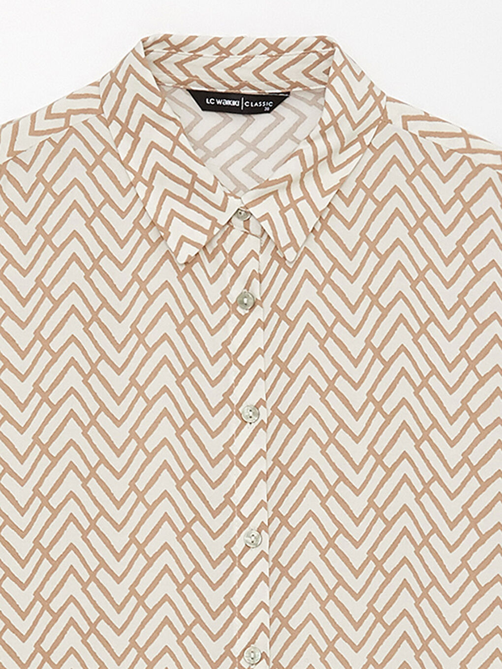 Ekru Desenli Kadın Gömlek Tunik-7