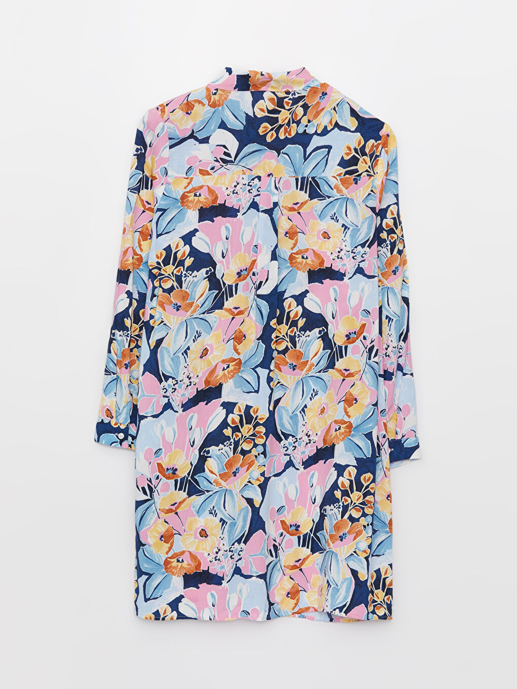 Mavi Desenli Kadın Gömlek Tunik-5