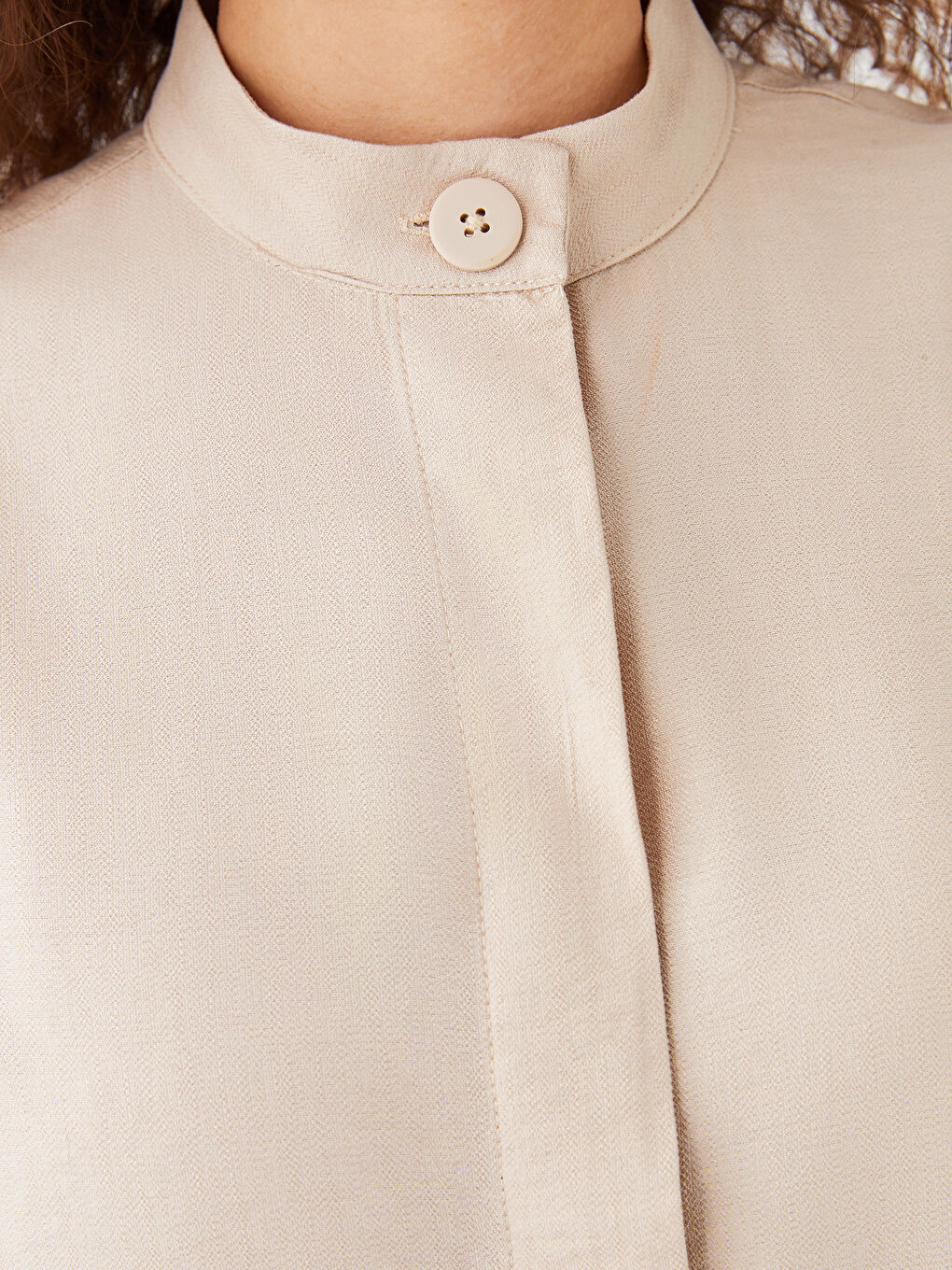 Großvaterkragen Schlichte Langarm Tunika für Damen-3