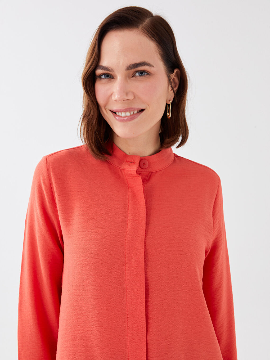 تونيك كم طويل سادة بياقة جد للسيدات