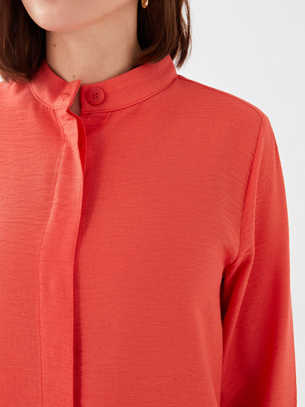 تونيك كم طويل سادة بياقة جد للسيدات-3