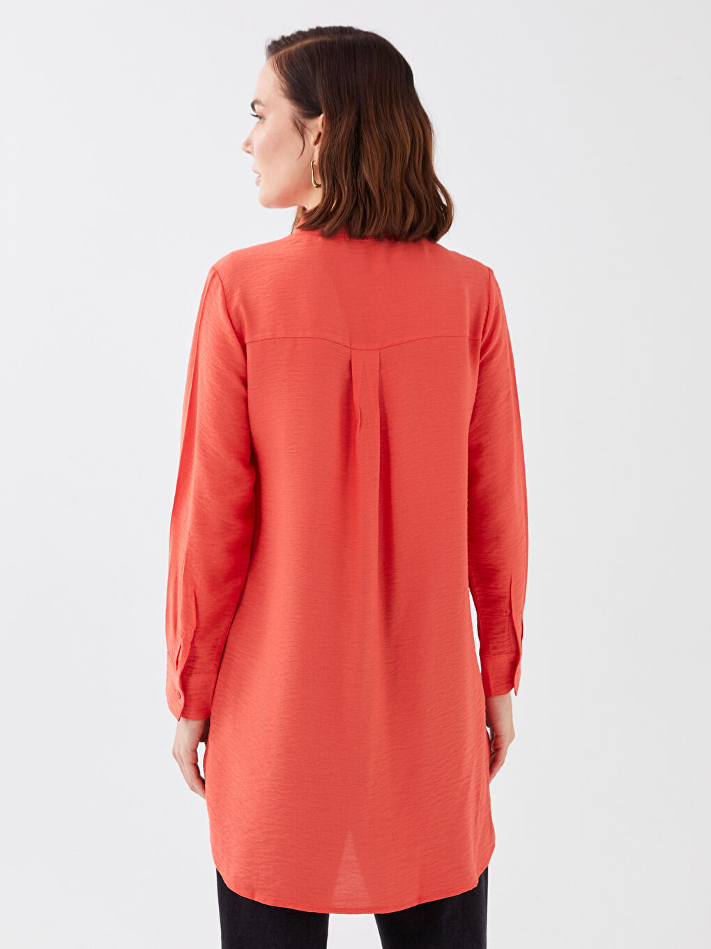 تونيك كم طويل سادة بياقة جد للسيدات-4