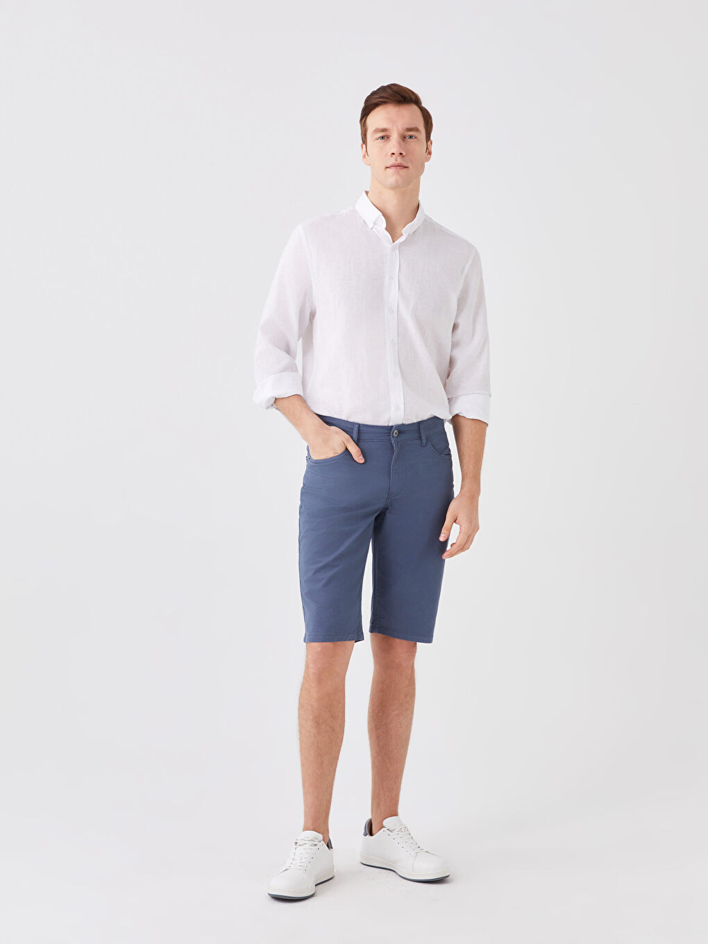 Standard Fit Gabardine Men's Bermuda Shorts -S38455Z8-S2D