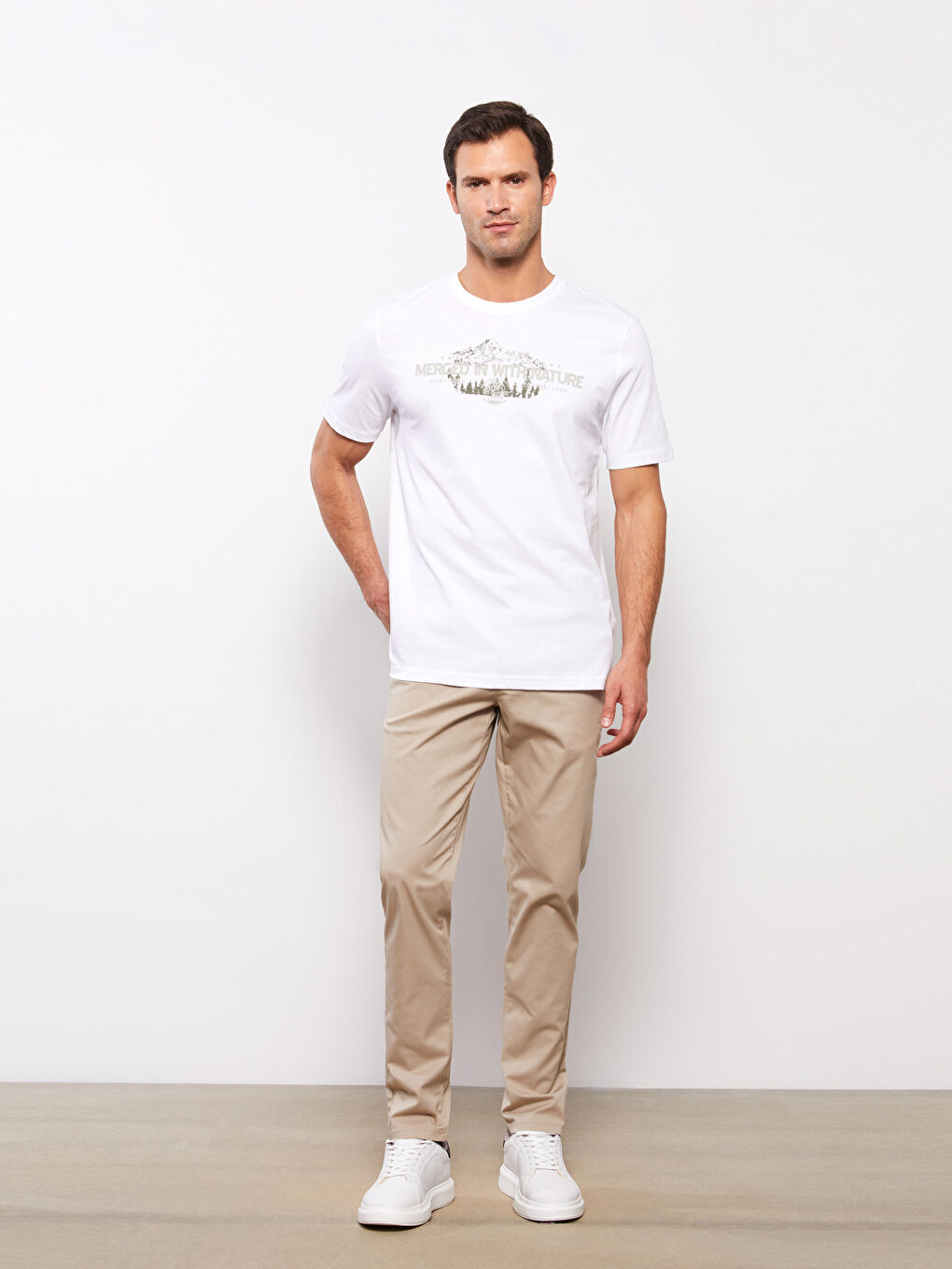 Bej Dar Kalıp Erkek Chino Pantolon