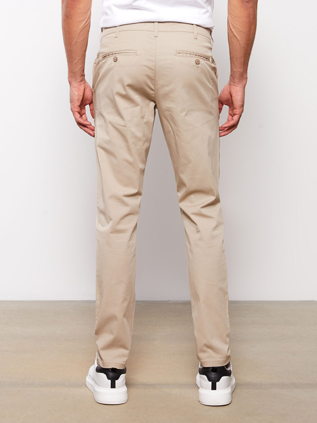 Bej Dar Kalıp Erkek Chino Pantolon-4