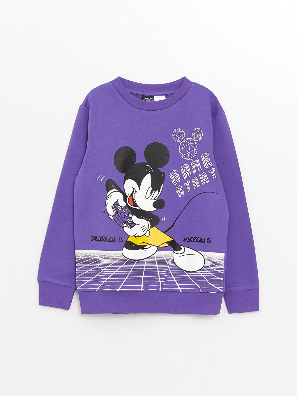 Crew Neck Mickey Mouse Printed Long Sleeve Boys' Sweatshirt-3
