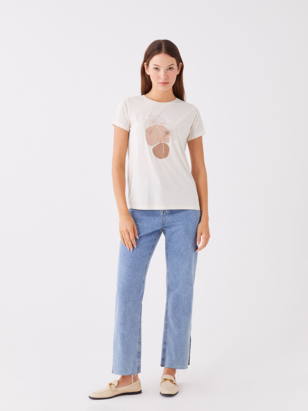 Crew Neck Printed Short Sleeve Women's T-Shirt-1