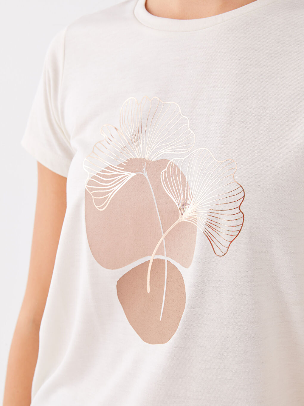 Crew Neck Printed Short Sleeve Women's T-Shirt-2