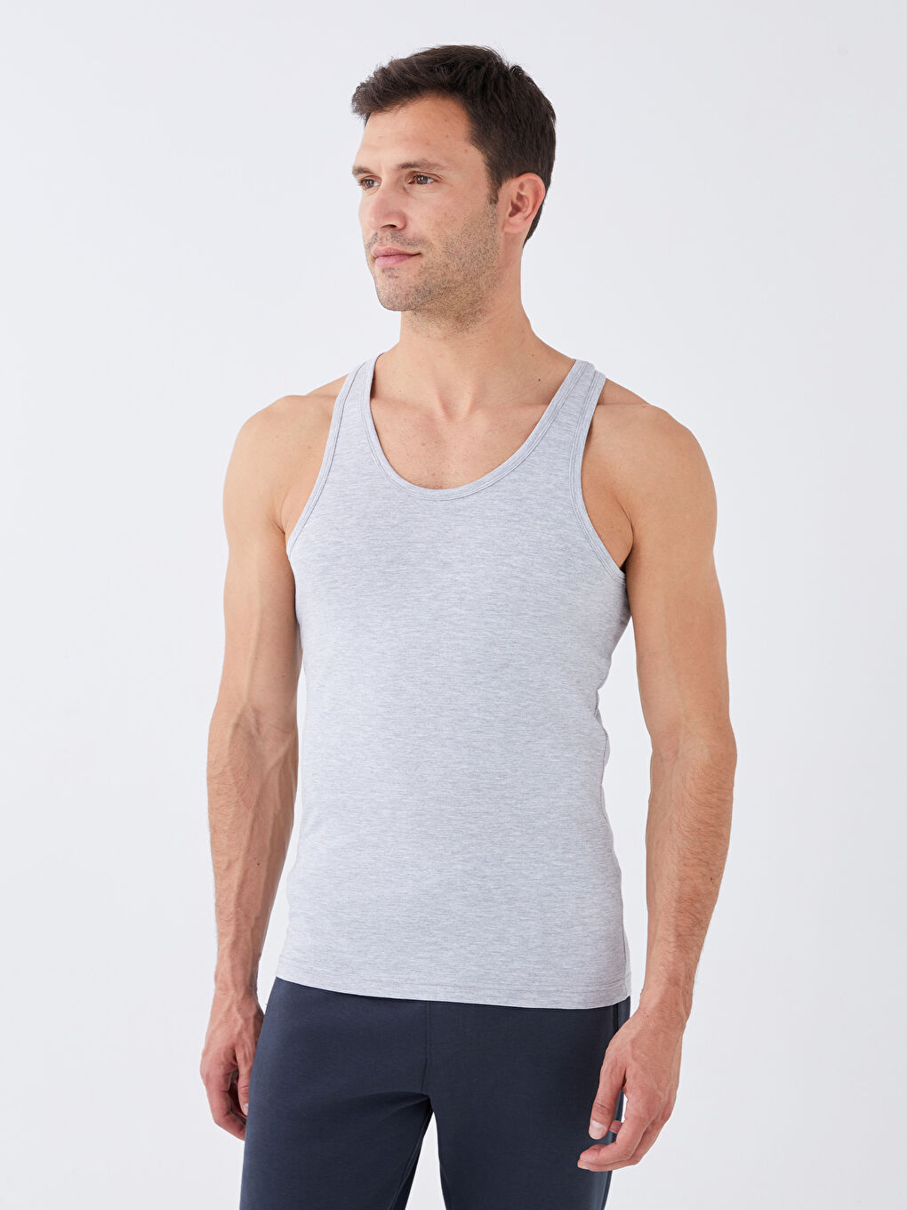 Gri U Yaka Basic Erkek Atlet 2'li-1