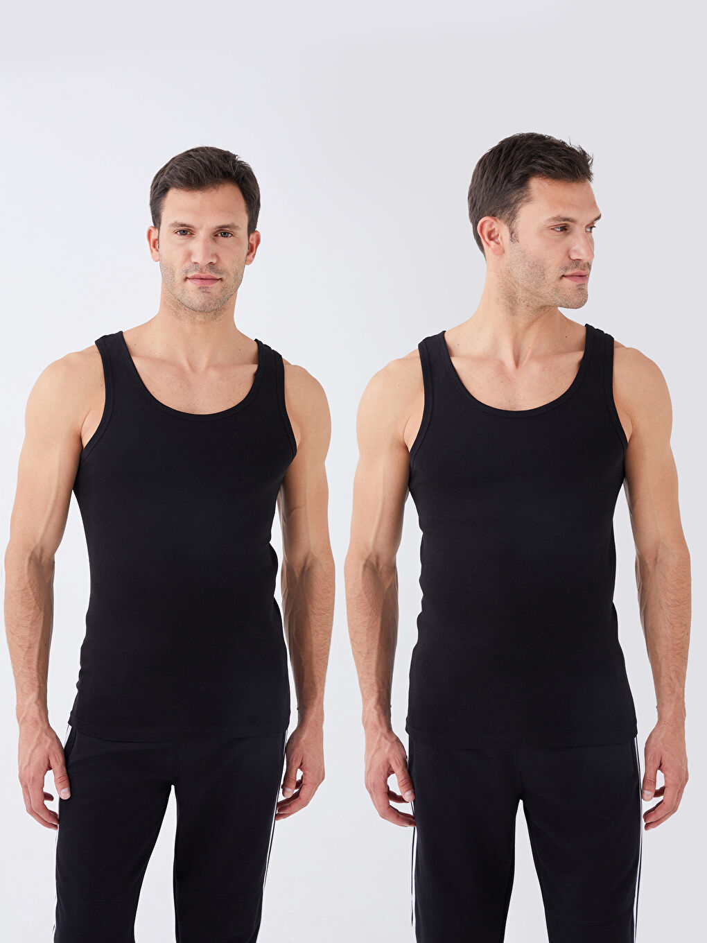 U Neck Basic Cotton Male Athlete in 2 Pieces