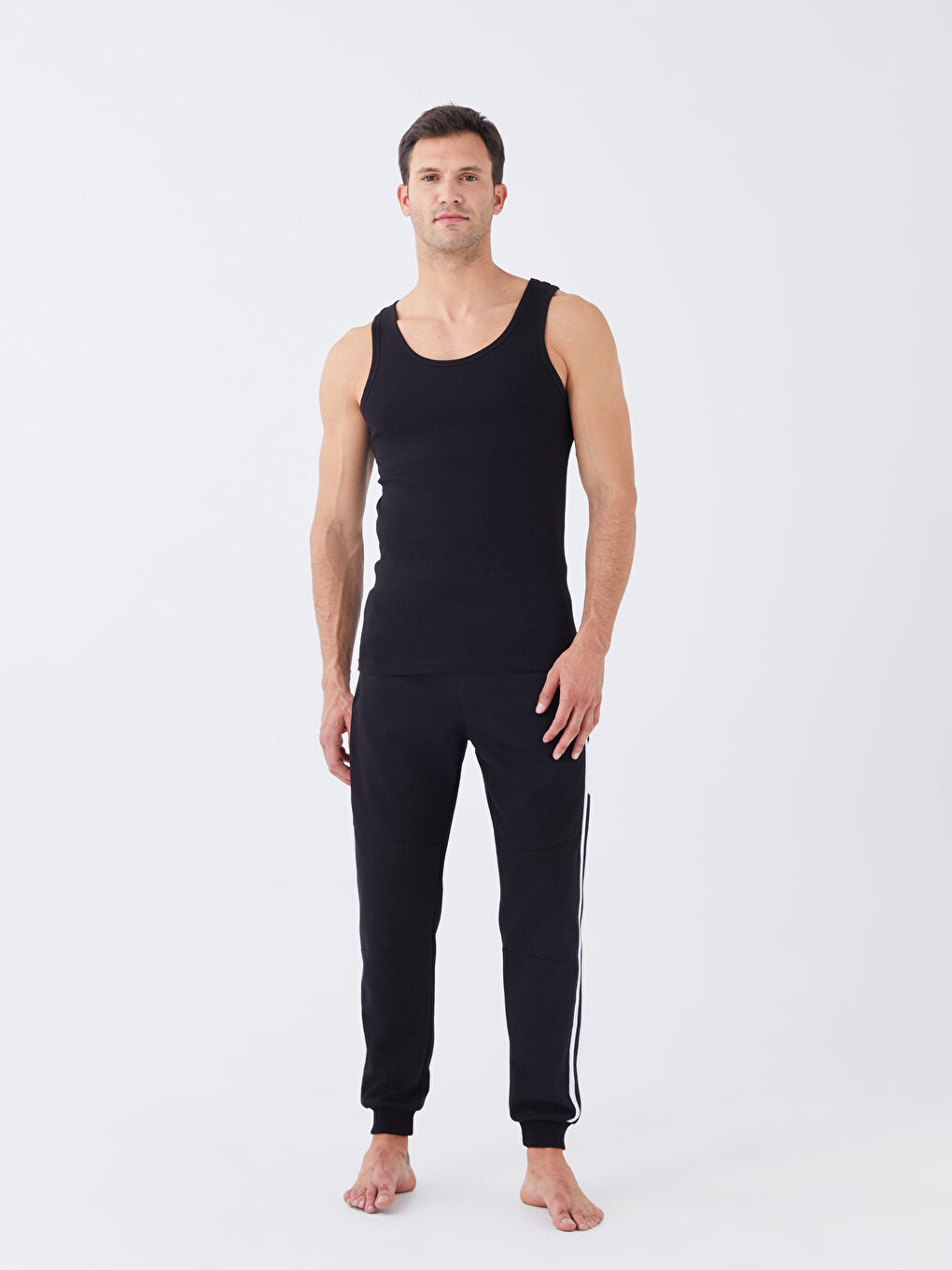 U Neck Basic Cotton Male Athlete in 2 Pieces-1