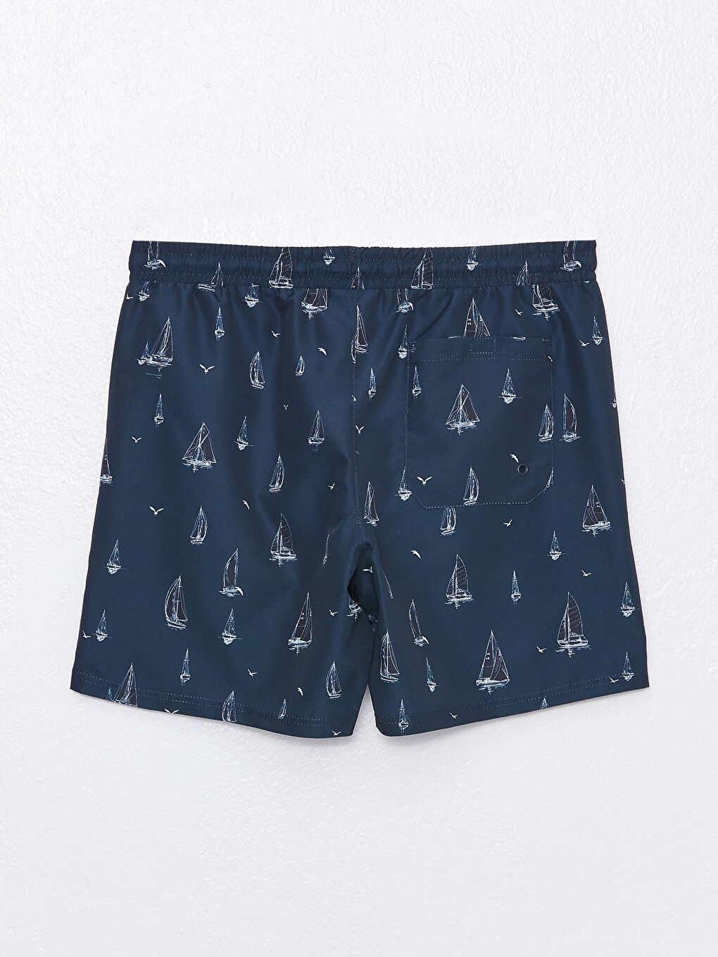 Lacivert Kısa Boy Desenli Erkek Deniz Şortu-7