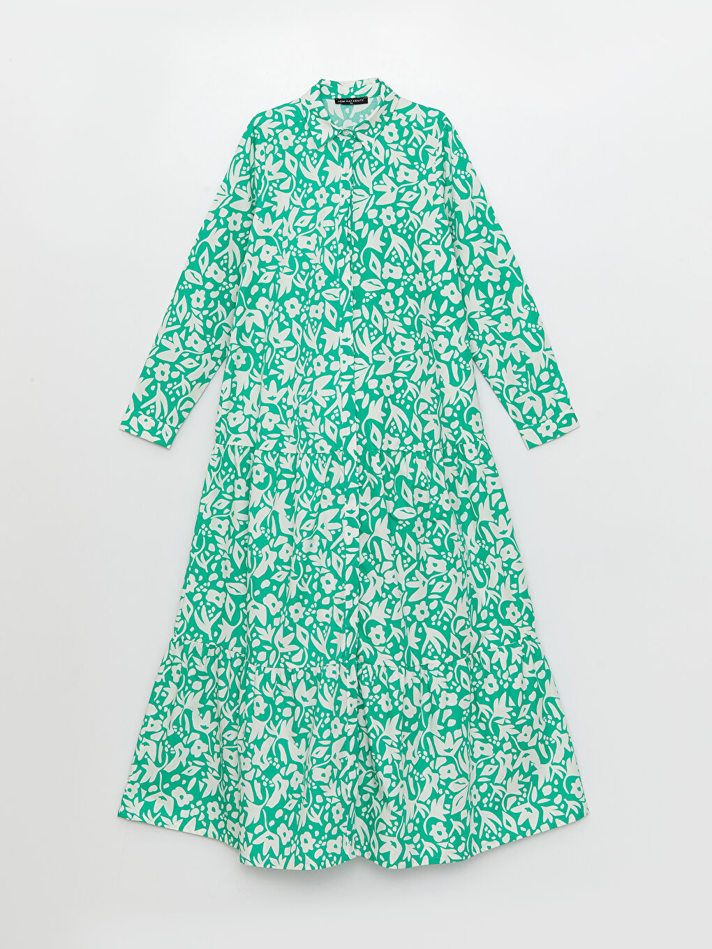 Shirt Collar Patterned Long Sleeve A-Line Poplin Maternity Dress -S38510Z8-LRR