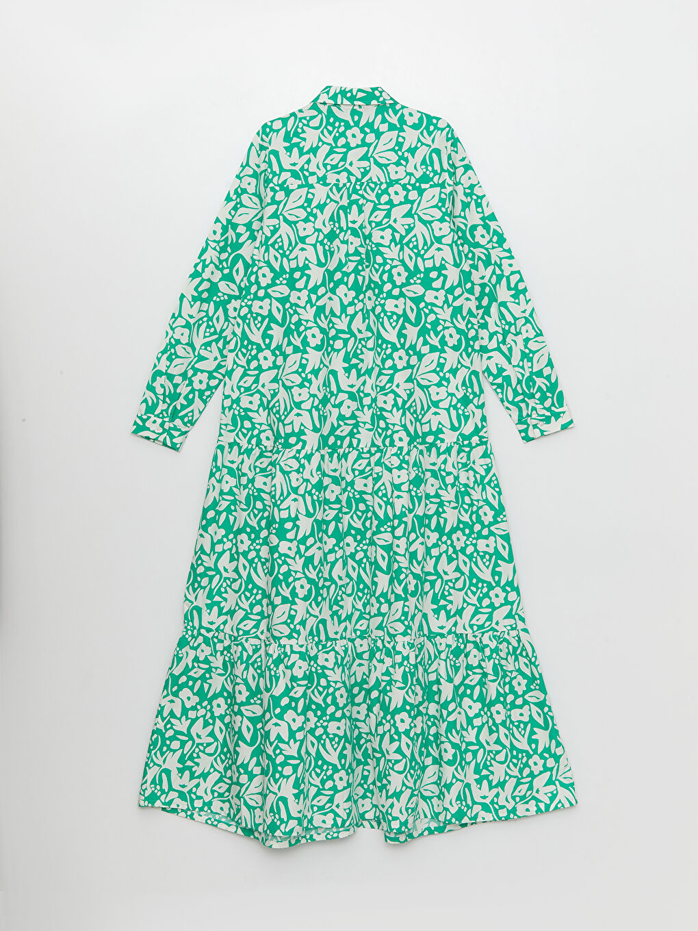 Shirt Collar Patterned Long Sleeve A-Line Poplin Maternity Dress -S38510Z8-LRR