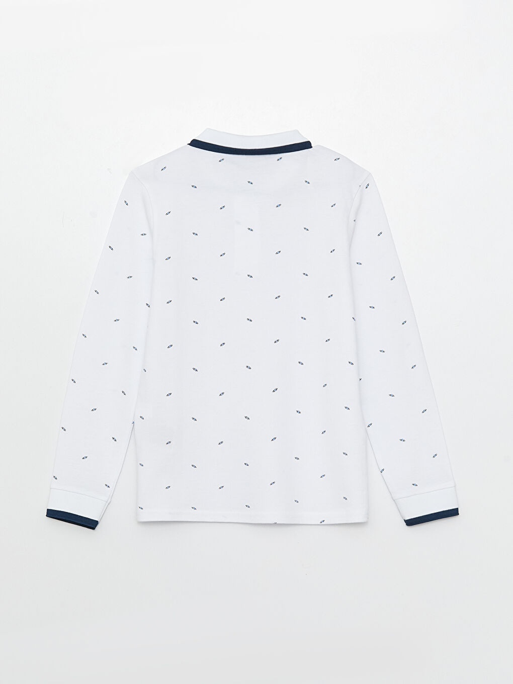 تيشيرت ياقة بولو مطبوع كم طويل للأولاد-1