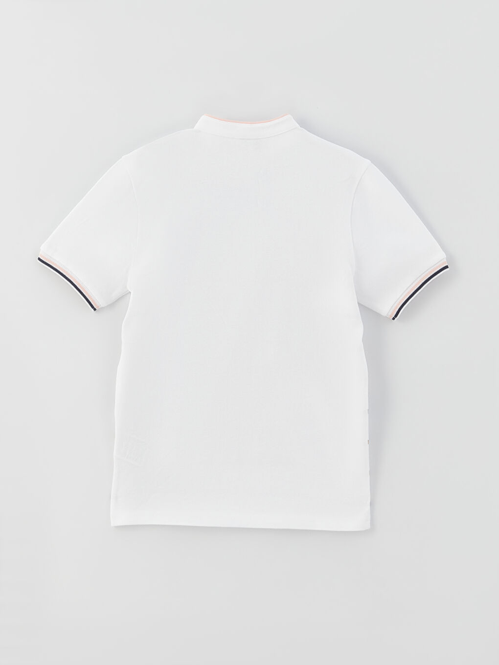 Beyaz Hakim Yaka Çizgili Kısa Kollu Erkek Çocuk Tişört-1