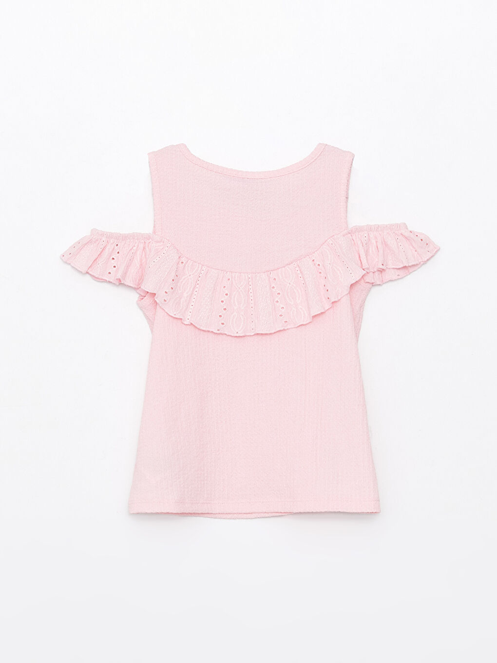Футболка с круглым вырезом, фигурной отделкой и коротким рукавом для девочек-1