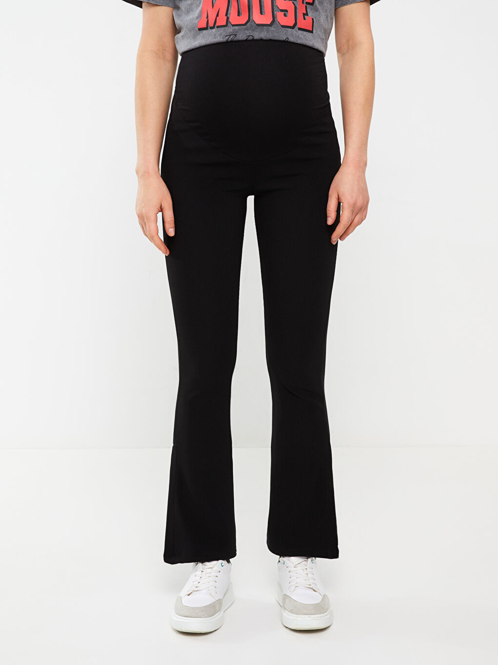 بنطلون طماق حوامل سادة بخصر مطاطي-3