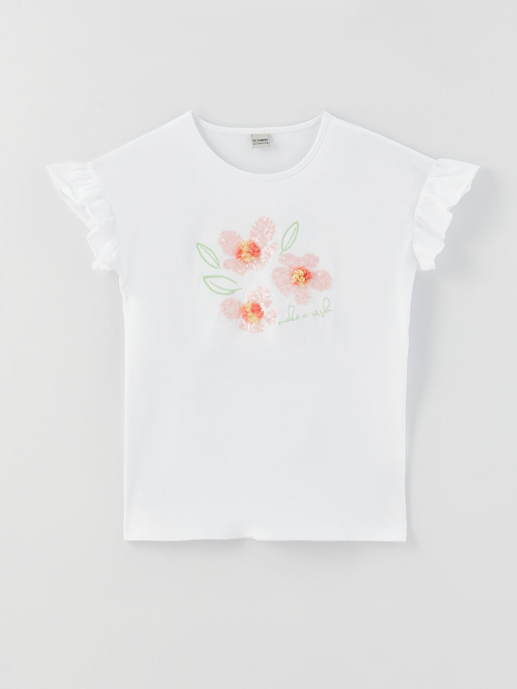 T-shirt pour Filles à Col Rond à Manches Courtes avec Paillettes