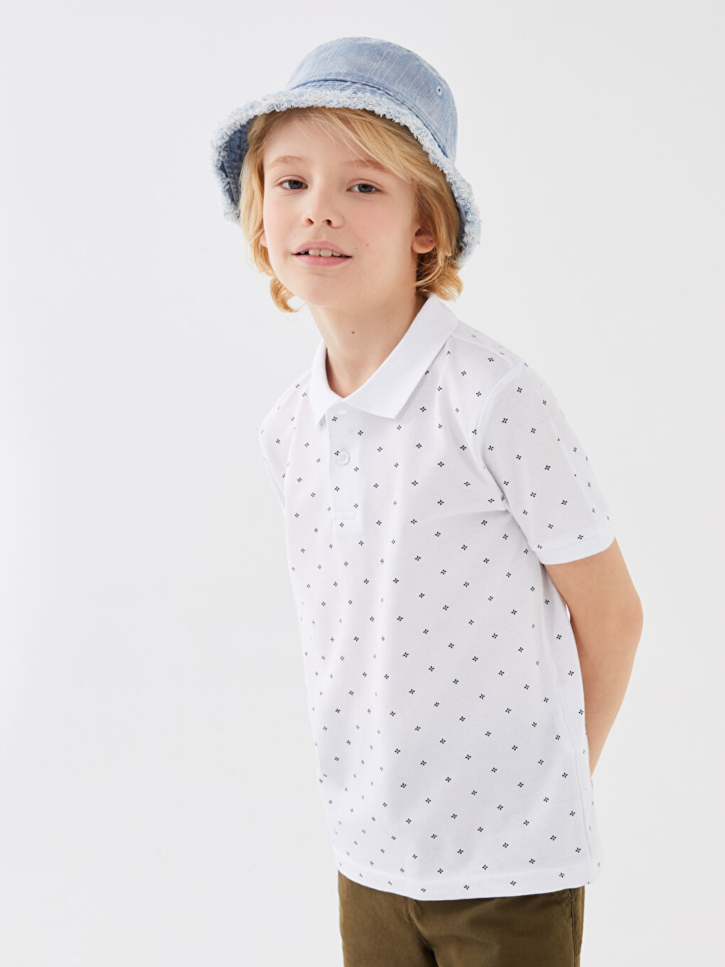 Polo Neck Printed Short Sleeve Boys' T-Shirt-1