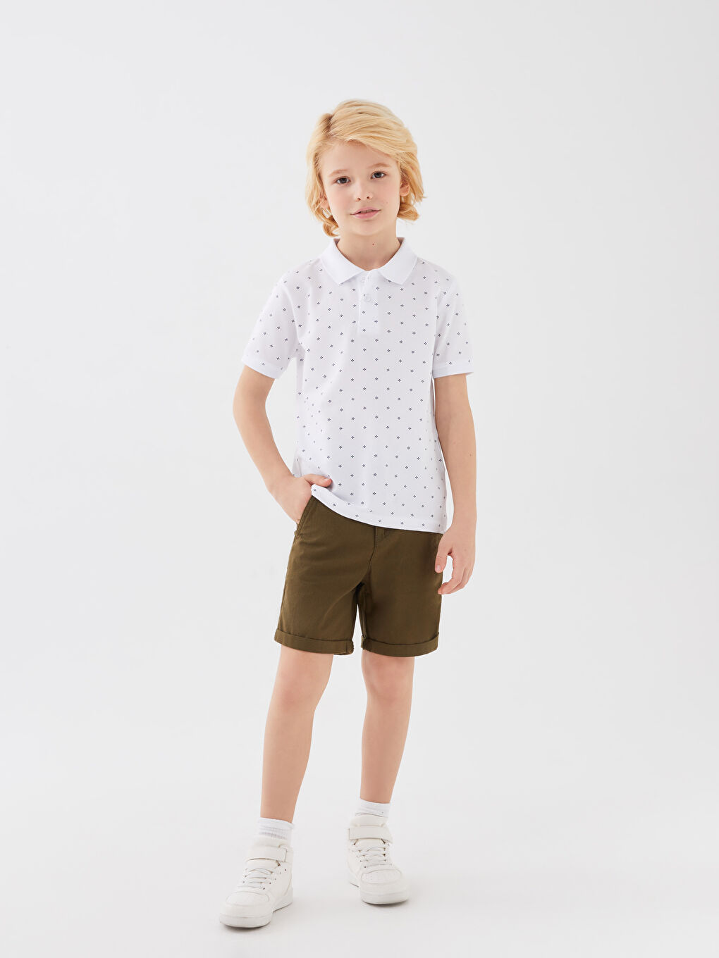 Polo Neck Printed Short Sleeve Boys' T-Shirt-2