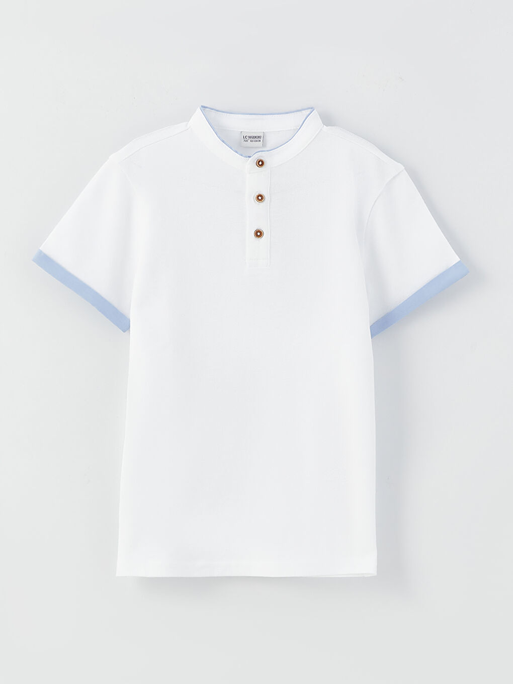 Beyaz Hakim Yaka Basic Kısa Kollu Erkek Çocuk Tişört