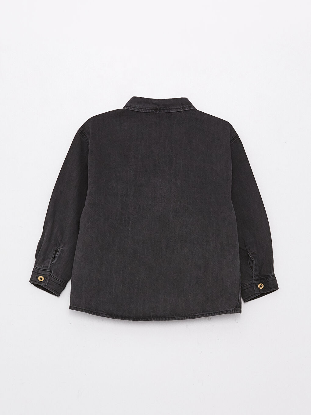 Antrasit Uzun Kollu Erkek Bebek Jean Gömlek-1