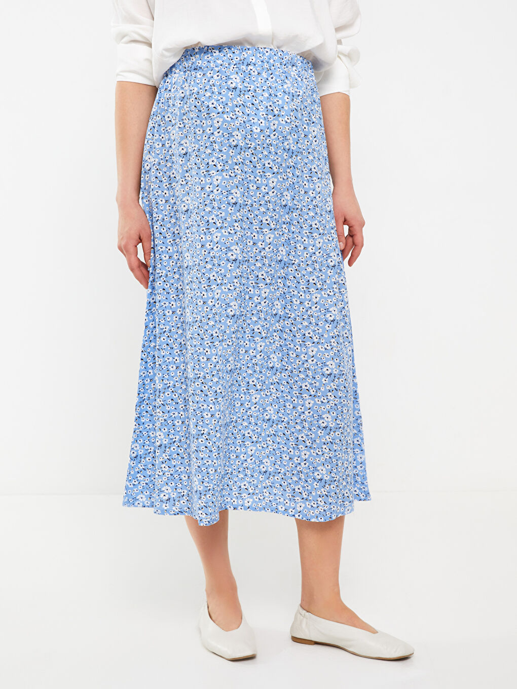 Jupe Maternité Florale à Taille Élastique-3