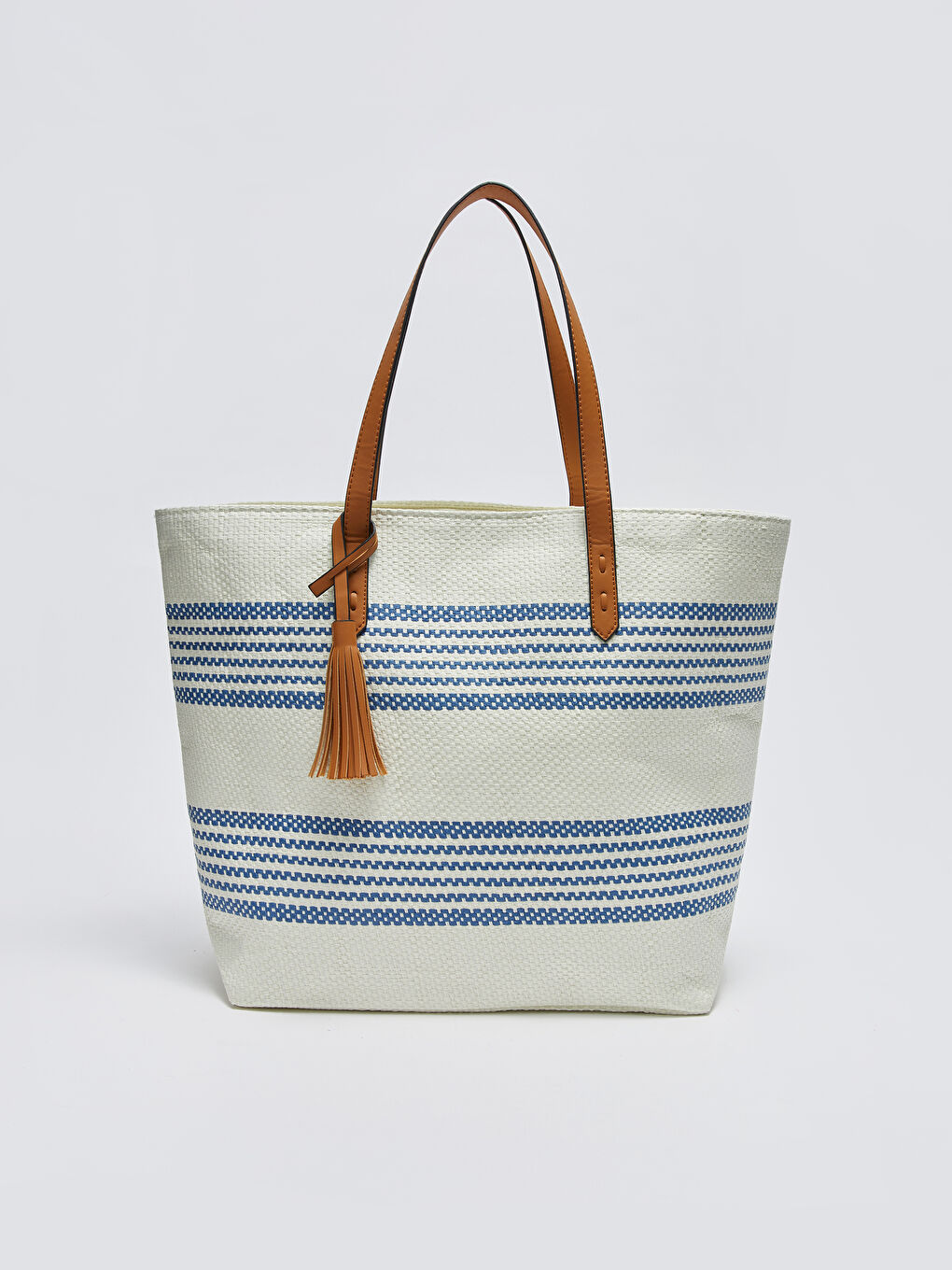 حقيبة كتف من القش مخططة للسيدات-3