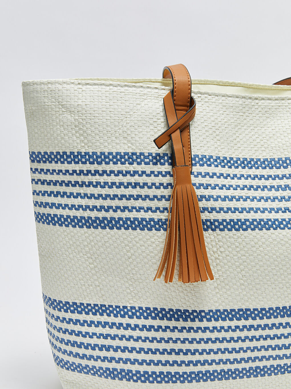 حقيبة كتف من القش مخططة للسيدات-5