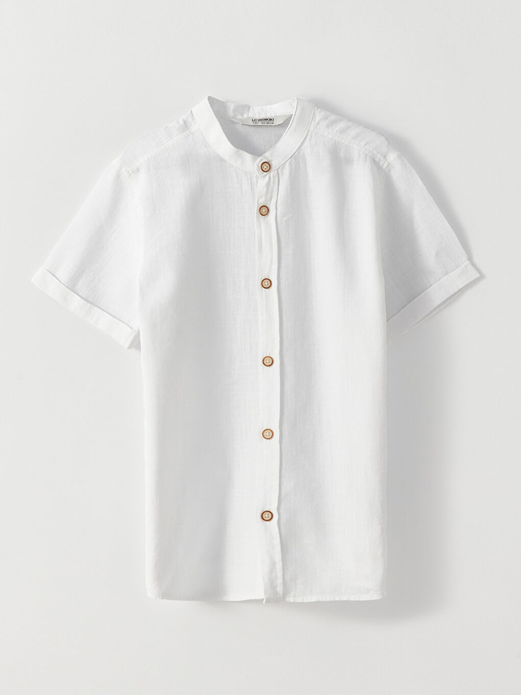 Grandad Collar Basic Short Sleeve Boy's Shirt -S38607Z4-R9K