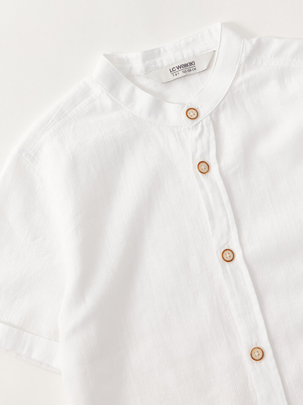 Grandad Collar Basic Short Sleeve Boy's Shirt -S38607Z4-R9K